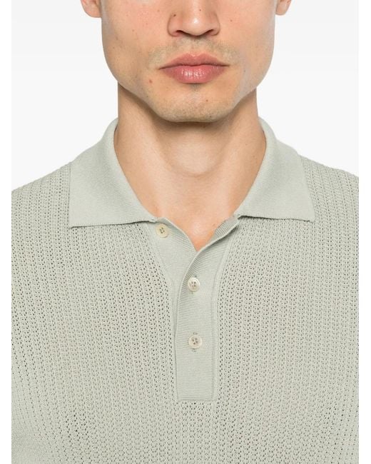 LUIGI GENTILE Gray Open-Knit Polo Shirt for men