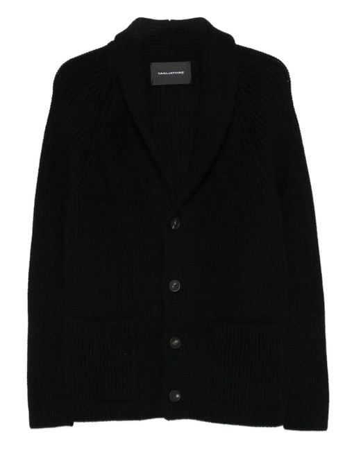 Cardigan Nervuré À Col Châle Tagliatore pour homme en coloris Black