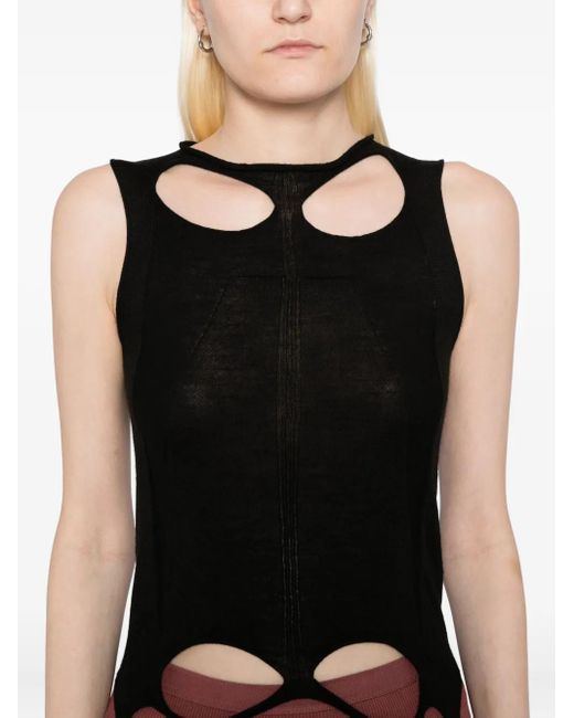 Rick Owens Black Slashed Sl Pull Vest
