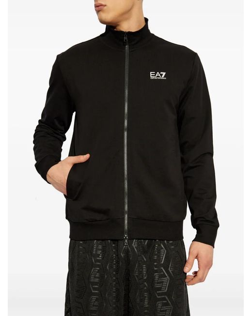 EA7 Black Zip-Up Sweatshirt for men
