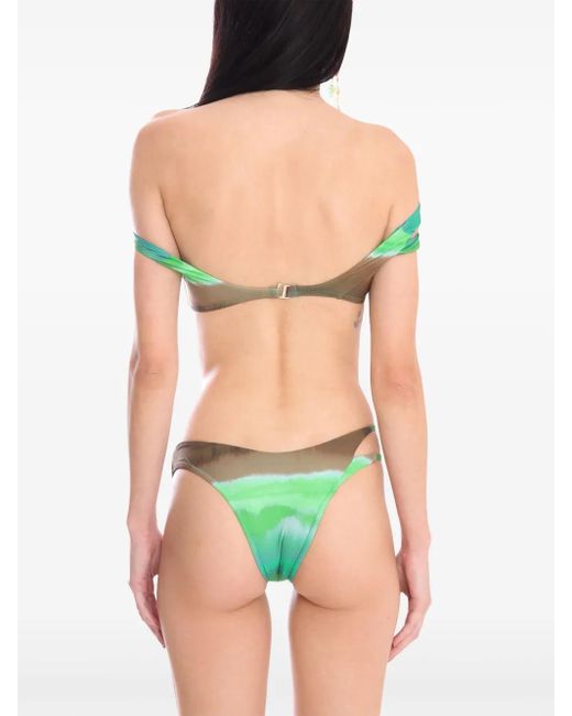 Amir Slama Green Bikini Mit Batikmuster