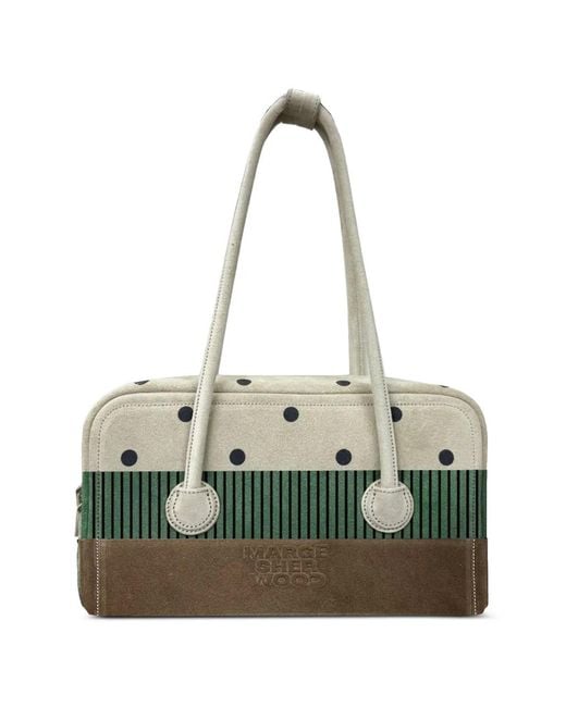 MARGE SHERWOOD Green X Peanuts Polka-Dot Striped Leather Bag