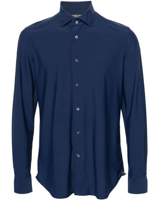 Corneliani Blue Spread-collar Stretch-jersey Shirt for men
