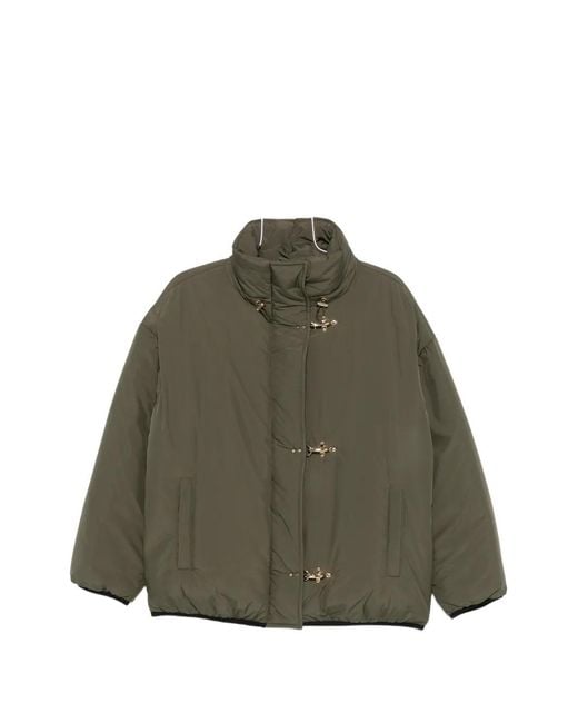 Fay Green Zip-Up Puffer Jacket