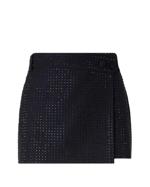 Pinko Black Rhinestone-Embellished Wrap Skirt