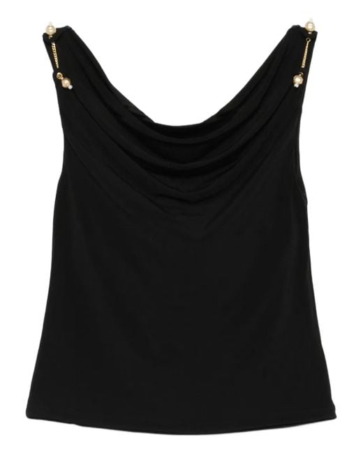 Aje. Black Peyton Cowl-Neck Tank Top