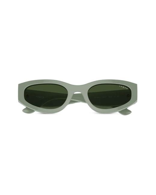 Vogue Eyewear Green Logo-Print Oval-Frame Sunglasses