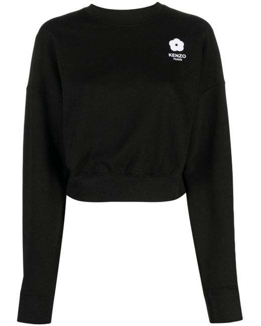 KENZO Black Embroidered-logo Cotton Sweatshirt