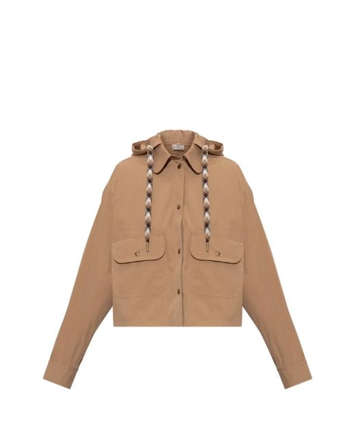 Moncler Natural Hooded Cropped Jacket