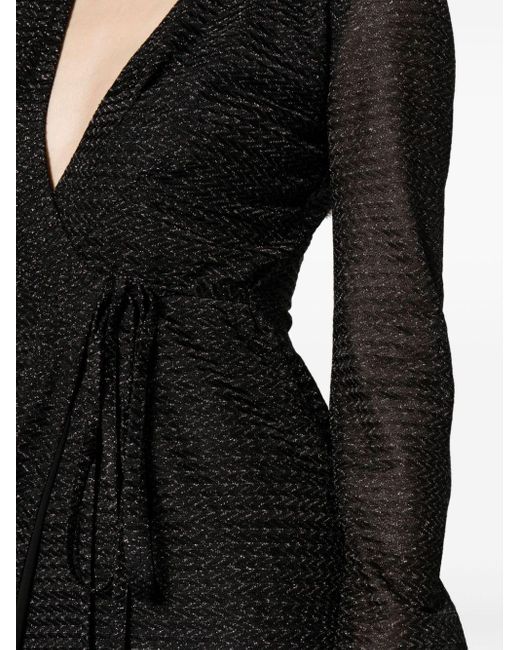 Robe portefeuille à motif zigzag Missoni en coloris Black