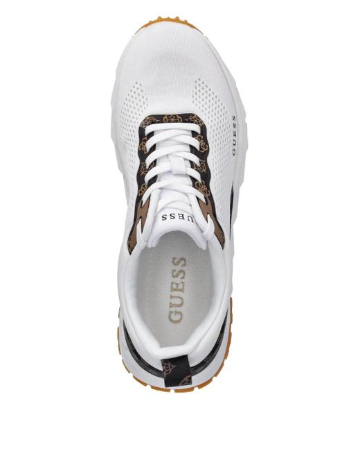 Guess White Logo-Detail Mesh Sneakers