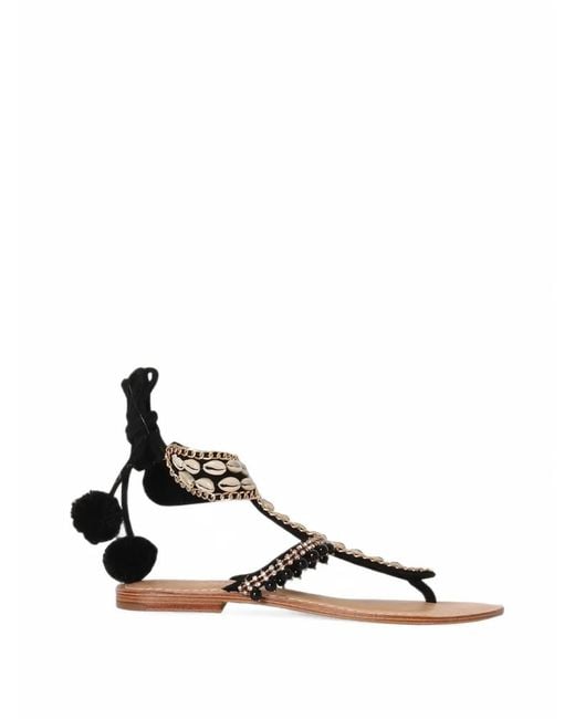 Silvia Tcherassi White Vechiano Shell-Embellished Sandals