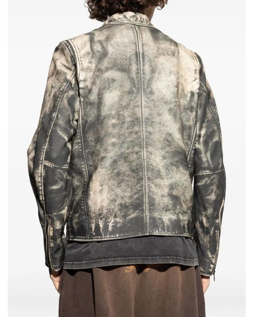 DIESEL Black L-Tad Leather Jacket for men