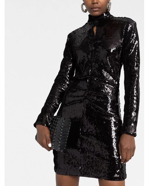 Isabel Marant Black Long-Sleeve Sequin-Embellished Dress