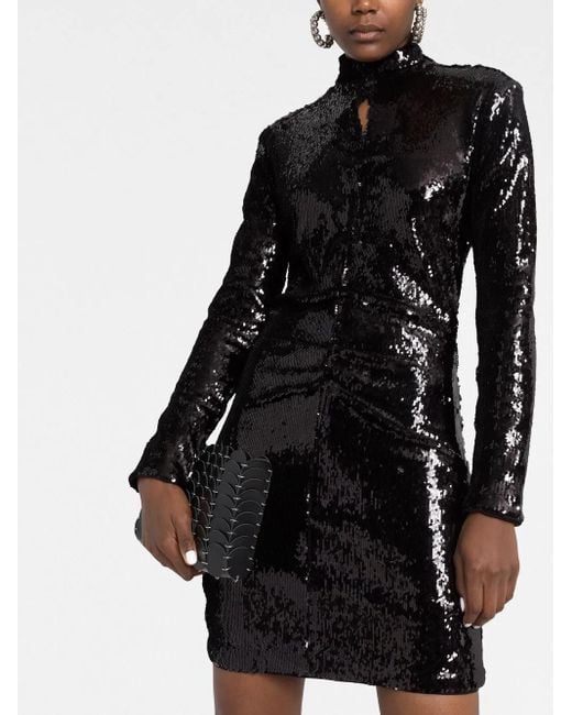 Isabel Marant Black Long-Sleeve Sequin-Embellished Dress