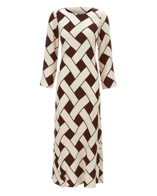 Rixo White Alondra Braided-Pattern Midi Dress