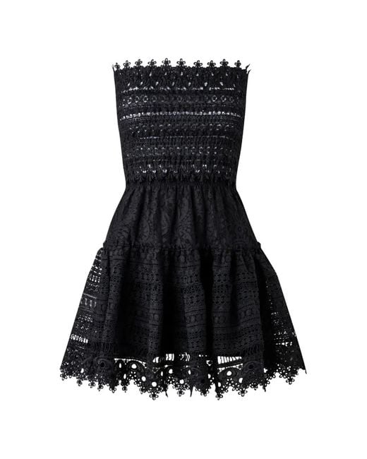Waimari Black Vallarta Lace-Panelled Mini Dress