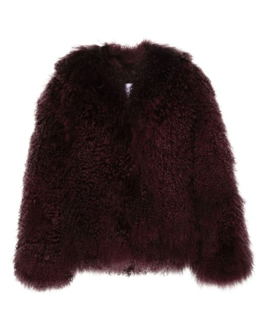 The Attico Red Wide-sleeve Shearling Jacket