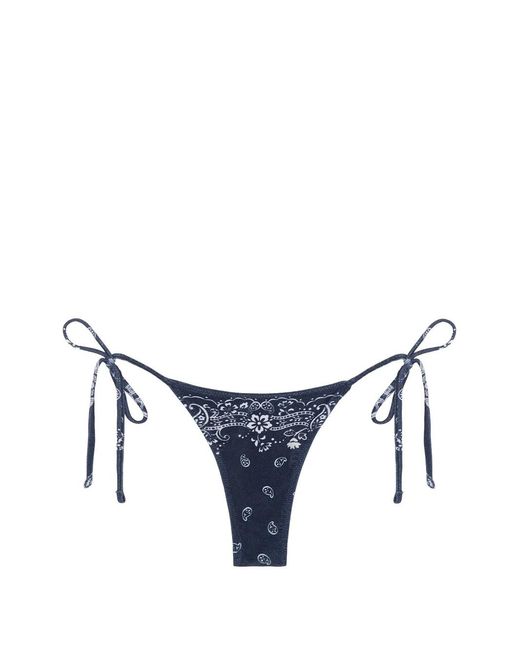 Tropic of C Blue Praia Bandana-Print Side-Tie Bikini Bottoms
