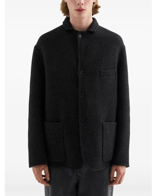 Jil Sander Black Chevron-Pattern Jacket for men