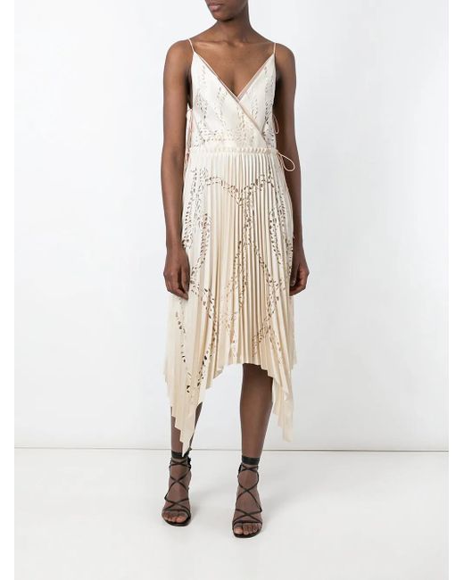 Emilio Pucci Natural Cut-Out Detail Pleated Dress