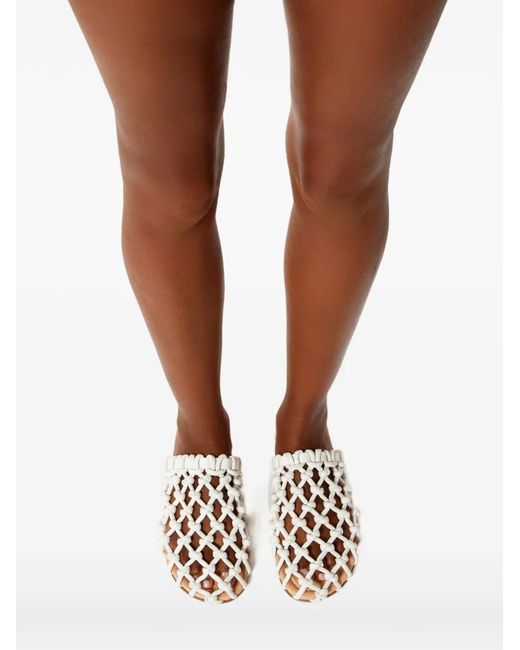 Odissi White Nour Braided Slippers