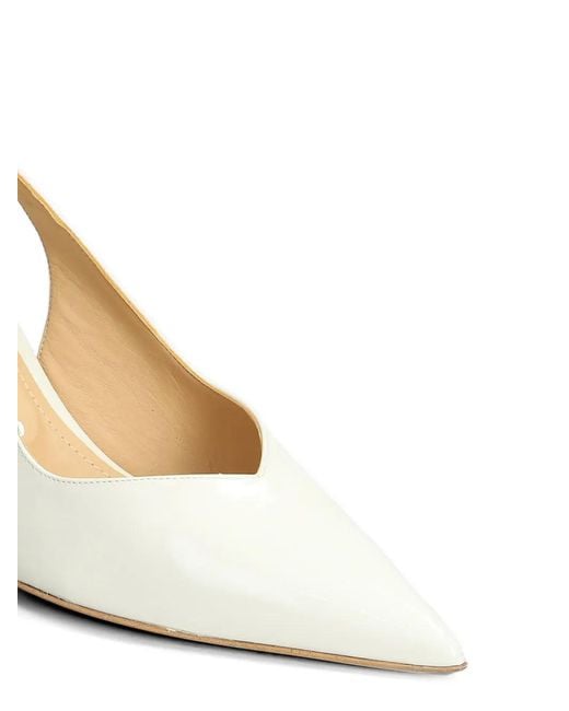 Fratelli Russo White Pointed-Toe Slingback Pumps