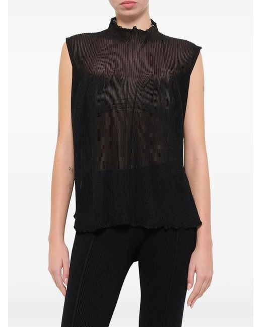 CFCL Black Hypha Lucent Glitter-Effect Top