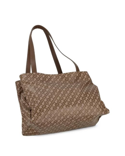 Gherardini Brown Medium Monogram-Pattern Tote Bag