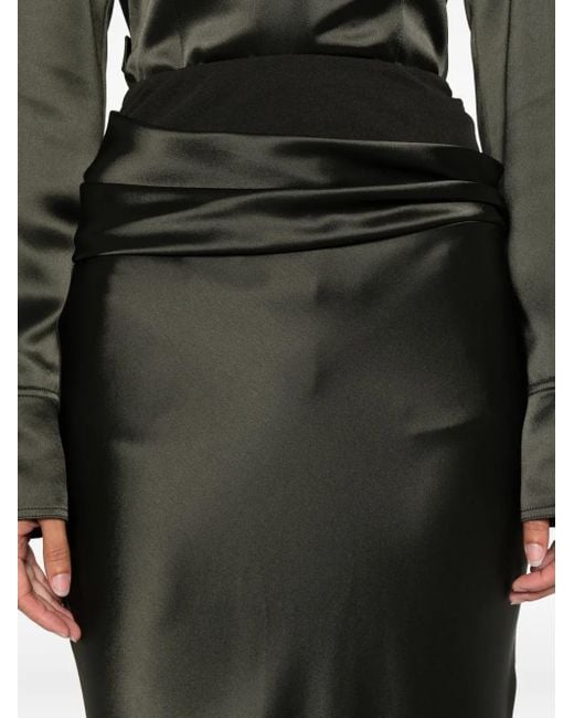 Nanushka Black Letto Draped-Detail Maxi Skirt