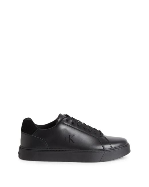 Calvin Klein Black Logo-Embossed Sneakers for men