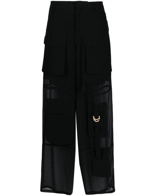 Pantalones palazzo con bolsillos cargo Pinko de color Black