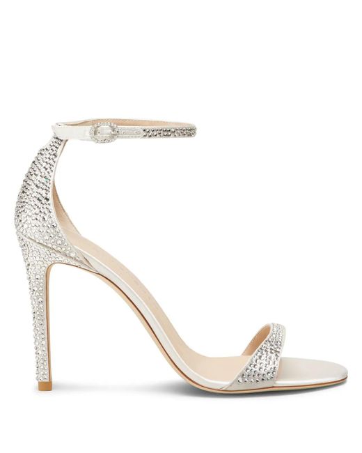 Stuart Weitzman White 100Mm Nudist Shine Sandals