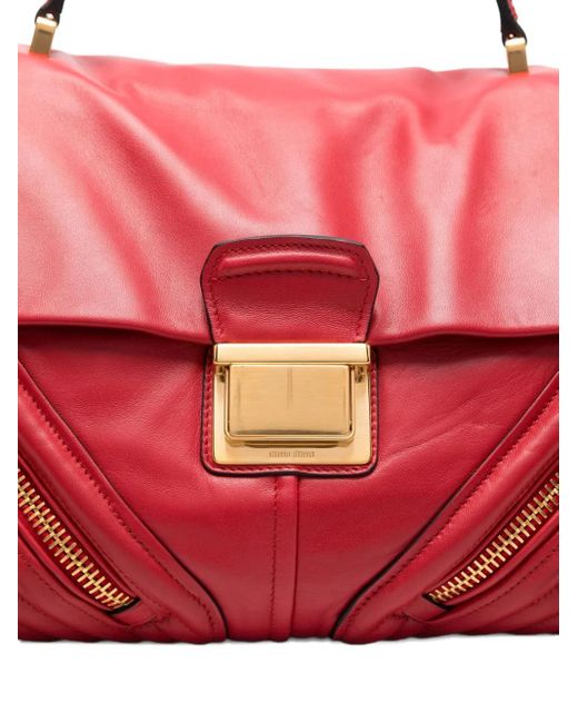 Miu Miu Red Zip-Fastening Quilted Tote Bag