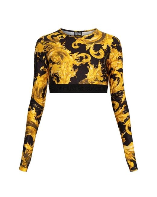 Versace Jeans Couture レディース ブラック ロングスリーブ トップ