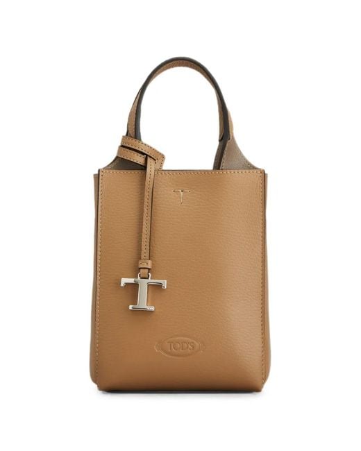 Tod's Natural T Timeless Pebbled-Leather Tote Bag