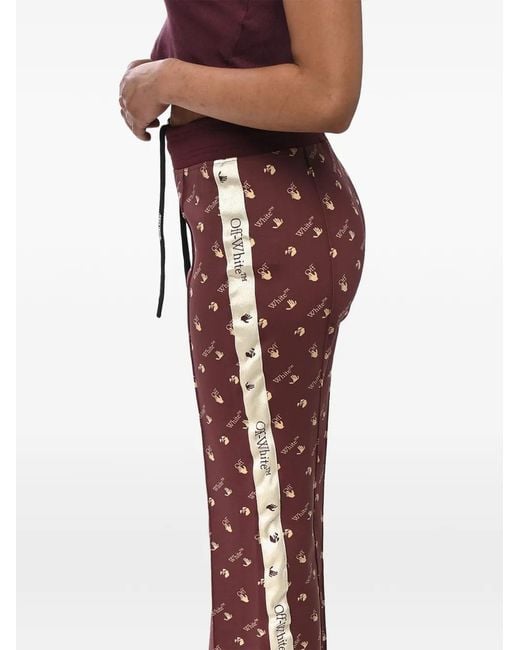 Off-White c/o Virgil Abloh Red Monogram Fabric Track Pants With Contrast Side Stripes