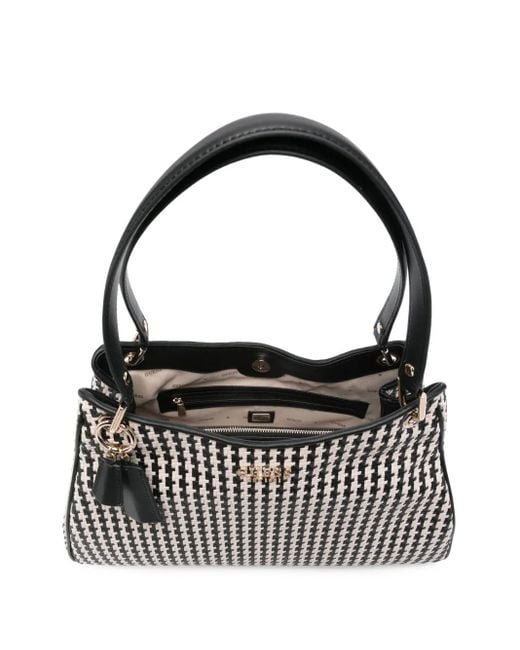 Guess Black Houndstooth Tote Bag
