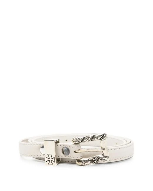 Enfants Riches Deprimes White Engraved-Buckle Leather Belt for men