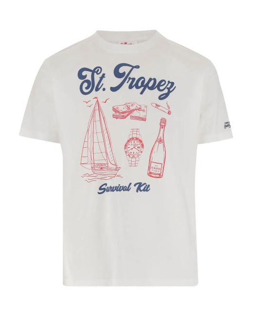 Mc2 Saint Barth White Graphic-Print T-Shirt for men