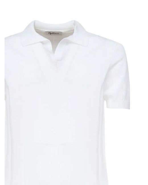 Galiana White Ribbed Polo T-Shirt for men