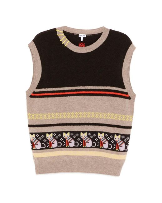 Loewe Black X Louis Wain Graphic Intarsia Vest for men