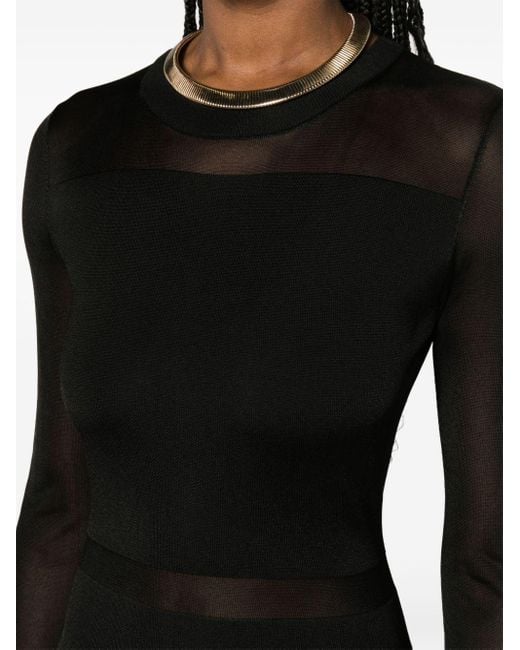 Semi-sheer fine-knit maxi dress di Totême  in Black