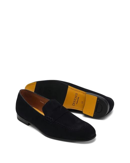 Doucal's Black Leather Loafers for men