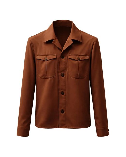 Franzese Collection Brown Surchemise Stefano De Martino À Poche Poitrine for men