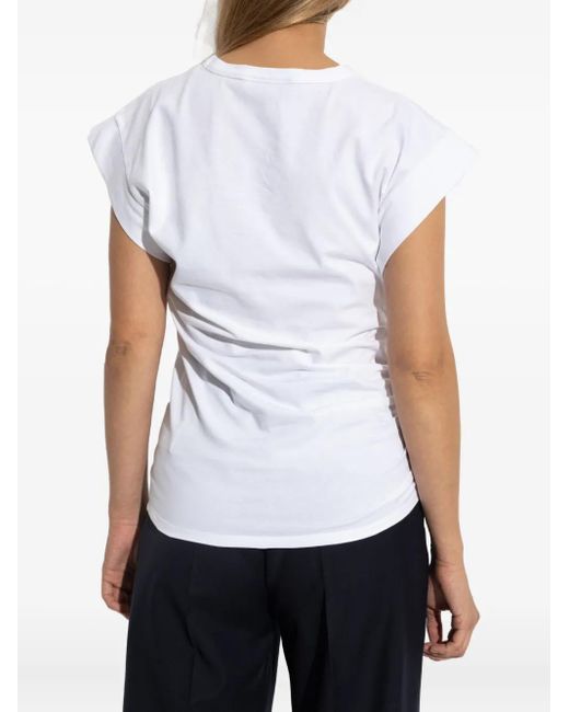 Officine Generale White T-Shirt mit Raffungen