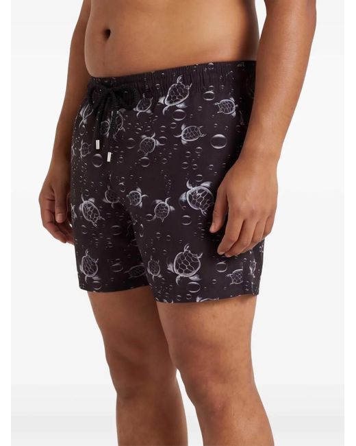 Vilebrequin Black Turtle-Print Drawstring Shorts for men