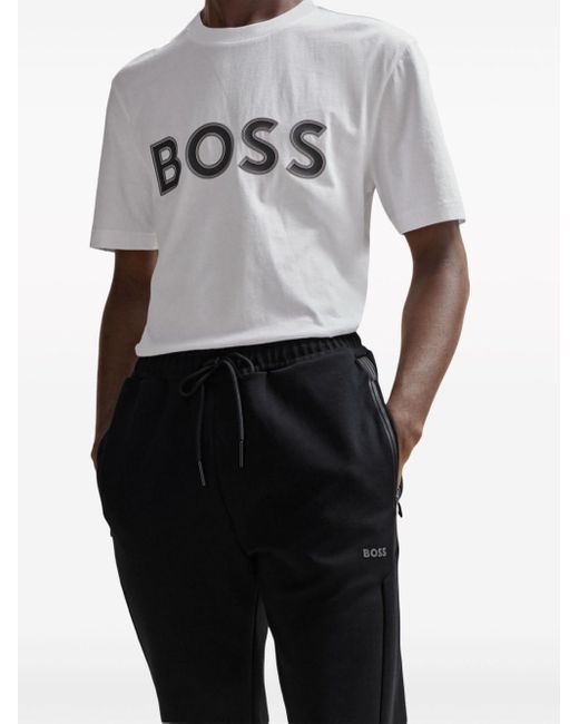 Boss Black Logo-print Tapered Track Pants for men