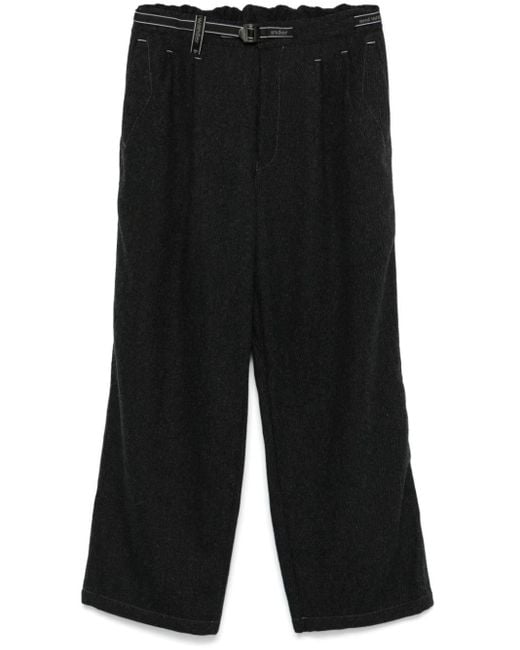 And Wander Black Wool Blend Tweed Wide-Leg Trousers for men