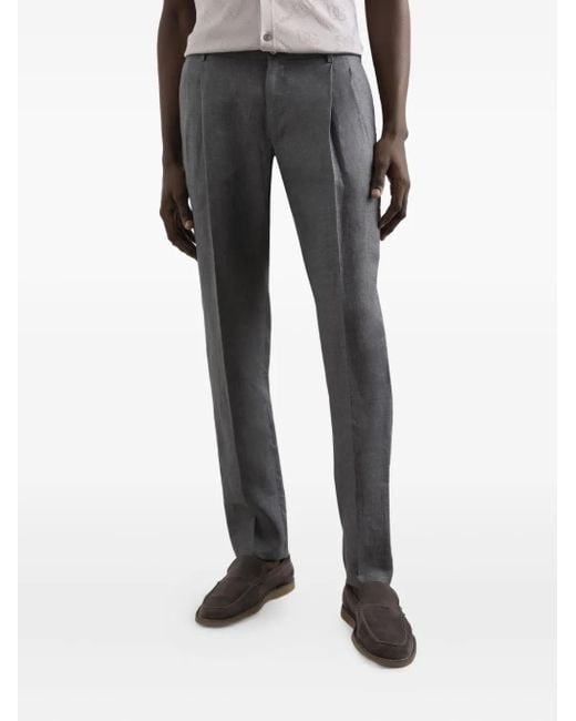 Dolce & Gabbana Gray Linen Trousers for men